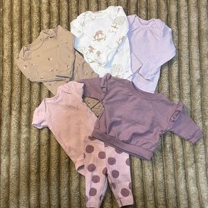 Kids One Pieces Set - Pink, Tan, and Cream